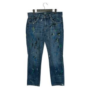 Lauren Ralph Lauren Paint Splatter Jeans Women's Sz 4 Medium Wash Artsy Mid Rise